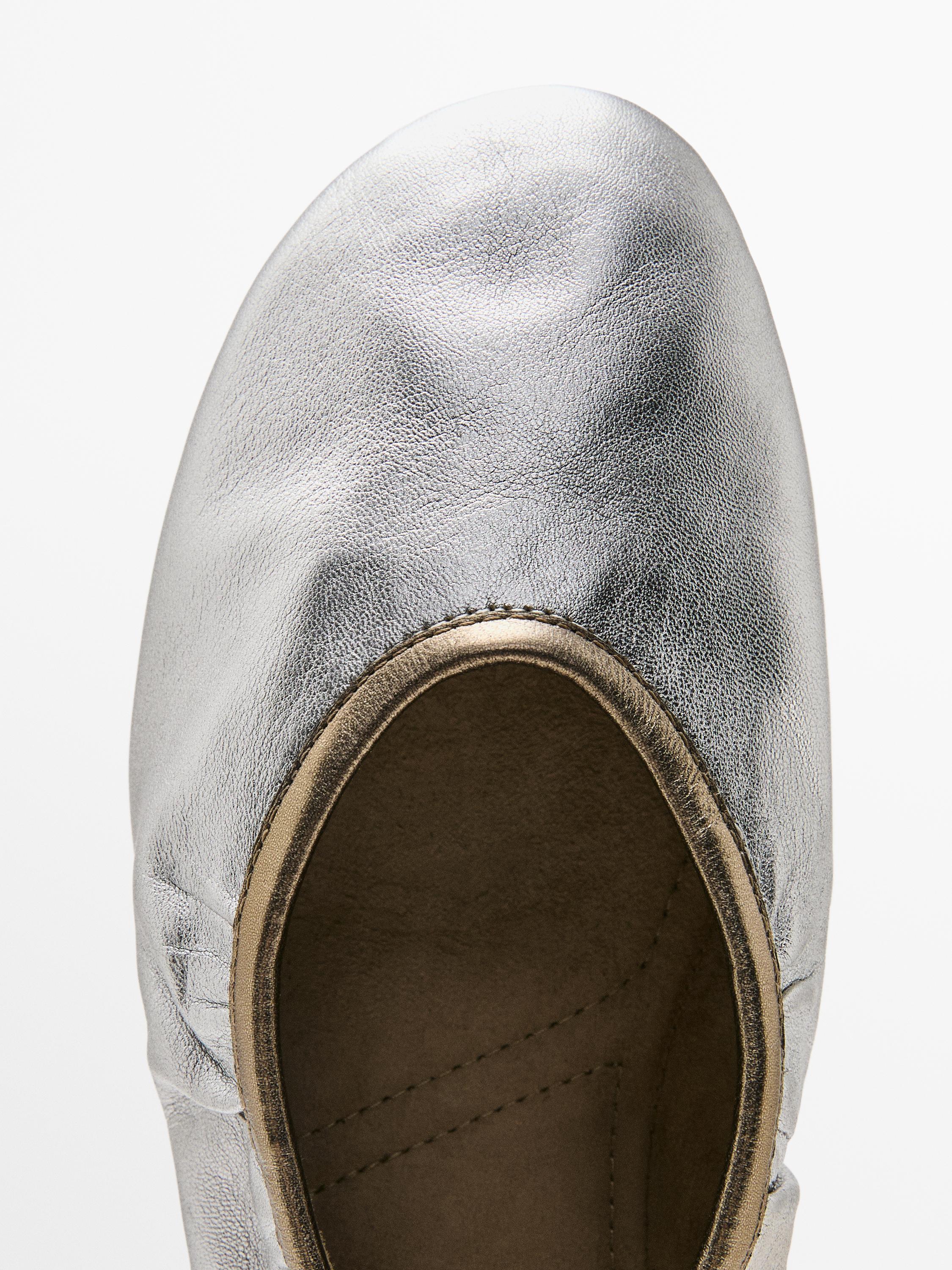 Ballerines métallisées froncées